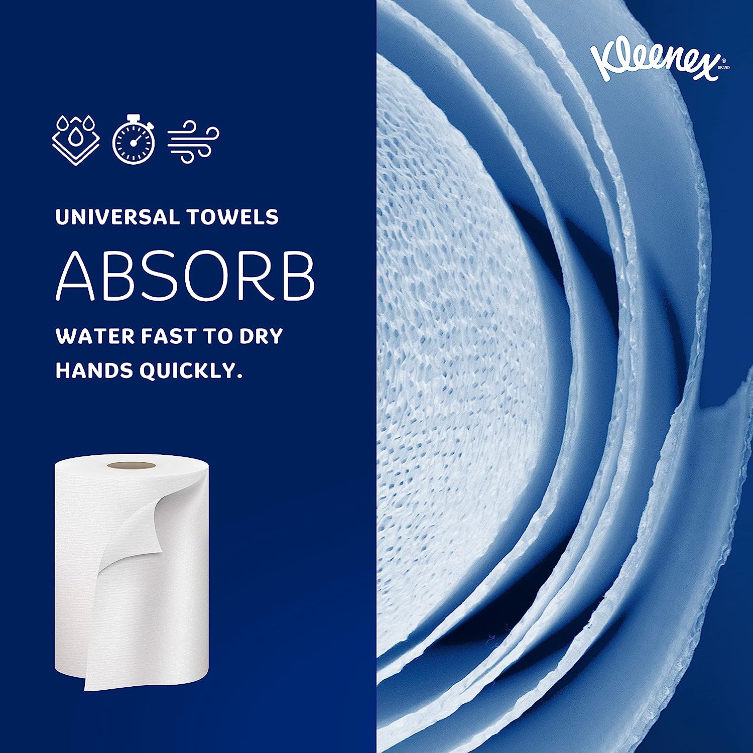 Kleenex® Hard Roll Paper Towels with Premium Absorbency Pockets, 1-Ply, 8  x 600 ft, 1.75 Core, White, 6 Rolls/Carton