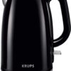 Krups Cool Touch Plastic and Stainless Steel Electric Kettle 1.5 Liter 1500 Watts Double Wall, Fast Boiling, Auto Off, Keep Warm, Cordless Black