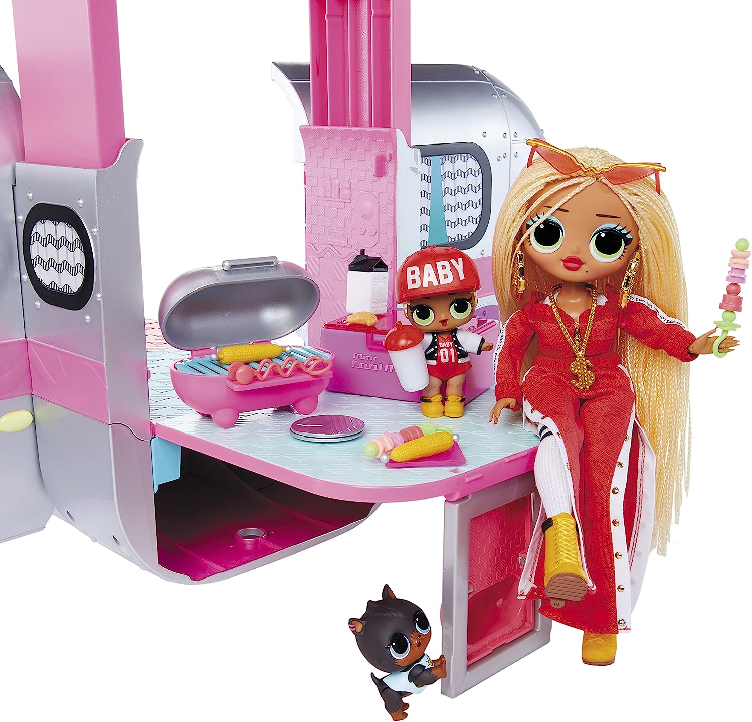 LOL Surprise OMG Glamper Fashion Camper Doll Playset with 55+ Surprises,  Fully-Furnished with Light Up Pool, Water Slide, Bunk Beds, Cafe, BBQ  Grill, DJ Booth - Gift Toy for Girls Ages 4