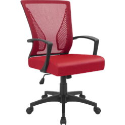 Lacoo Mid-Back Office Desk Chair Ergonomic Mesh Task Chair with Lumbar Support, Red