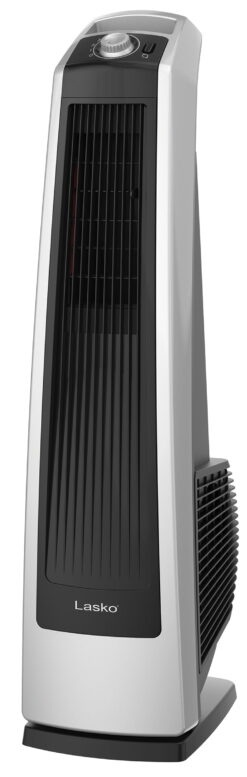 Lasko Oscillating High Velocity Tower Fan with 3 Speeds, U35105, Gray/Black