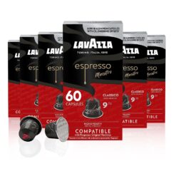 Lavazza Espresso Classico Medium Roast 100% Arabica Aluminum Capsules Compatible with Nespresso Original Machines (Pack of 60) ,Value Pack, Sweet and balanced, dark crema, Intensity 9 of 13