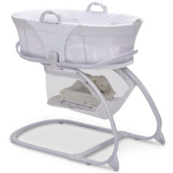 Little Folks 2-in-1 Moses Basket Bedside Bassinet Sleeper by Delta Children- Portable Baby Crib, White