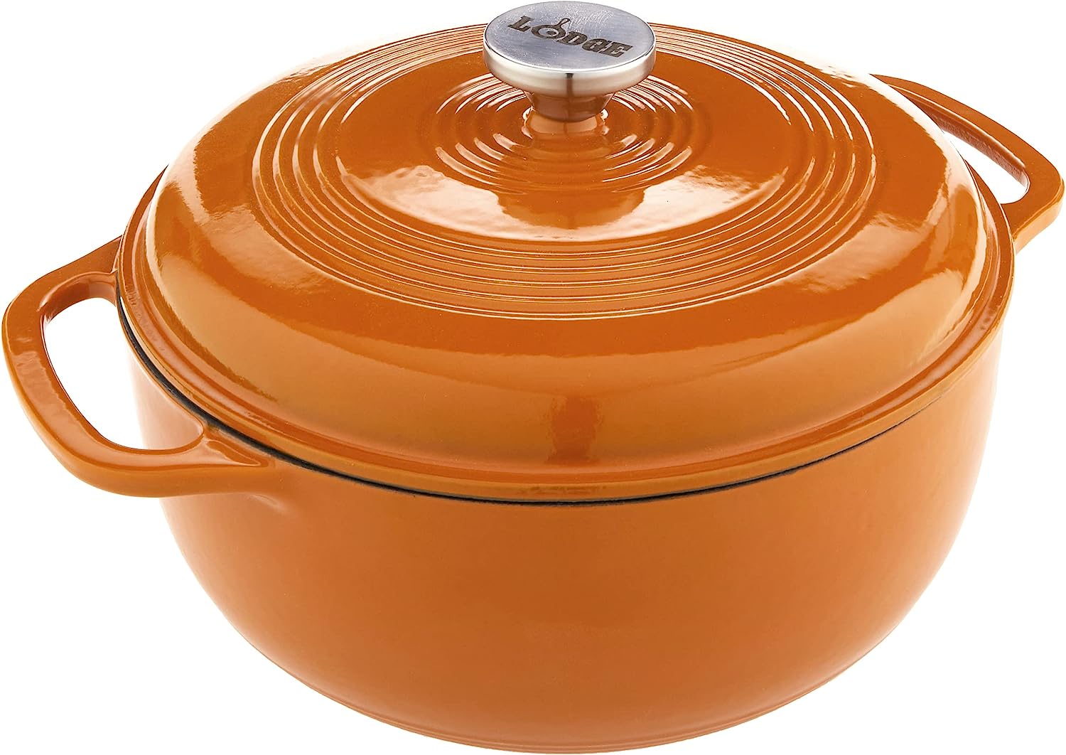 Lodge 6 Quart Enameled Cast Iron Dutch Oven with Lid – Dual Handles – Oven  Safe up to 500° F or on Stovetop - Use to Marinate, Cook, Bake, Refrigerate  and Serve – Apricot