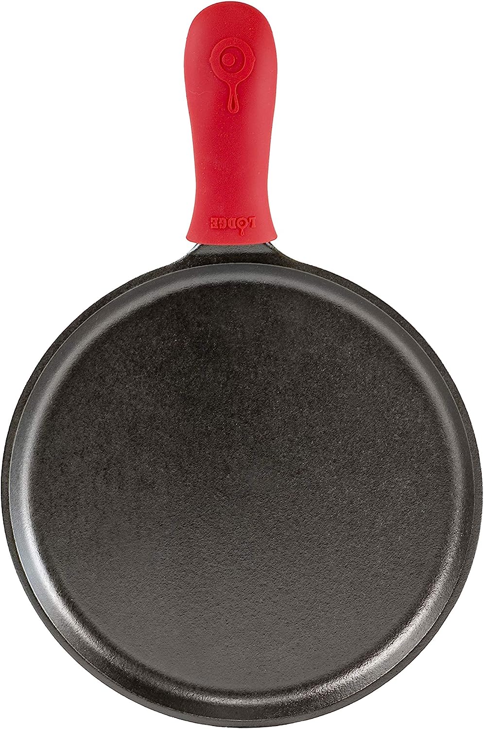 https://bigbigmart.com/wp-content/uploads/2023/07/Lodge-Cast-Iron-Round-Griddle-with-Red-Silicone-Hot-Handle-Holder-10.5-inch3.jpg
