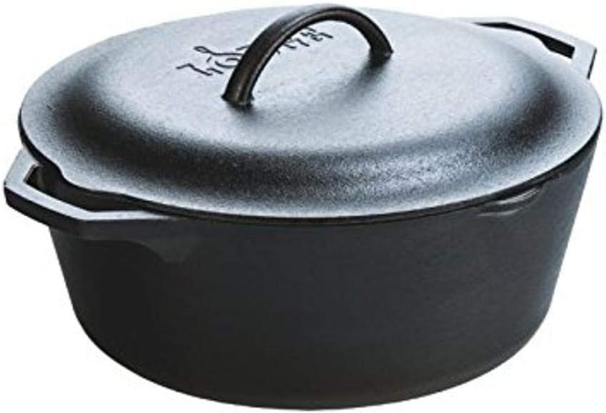 Lodge Pre-Seasoned Cast Iron Double Dutch Oven With Loop Handles