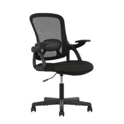 Mainstays Ergonomic Mesh Back Task Office Chair with Flip-up Arms, Black Fabric, 275 lb