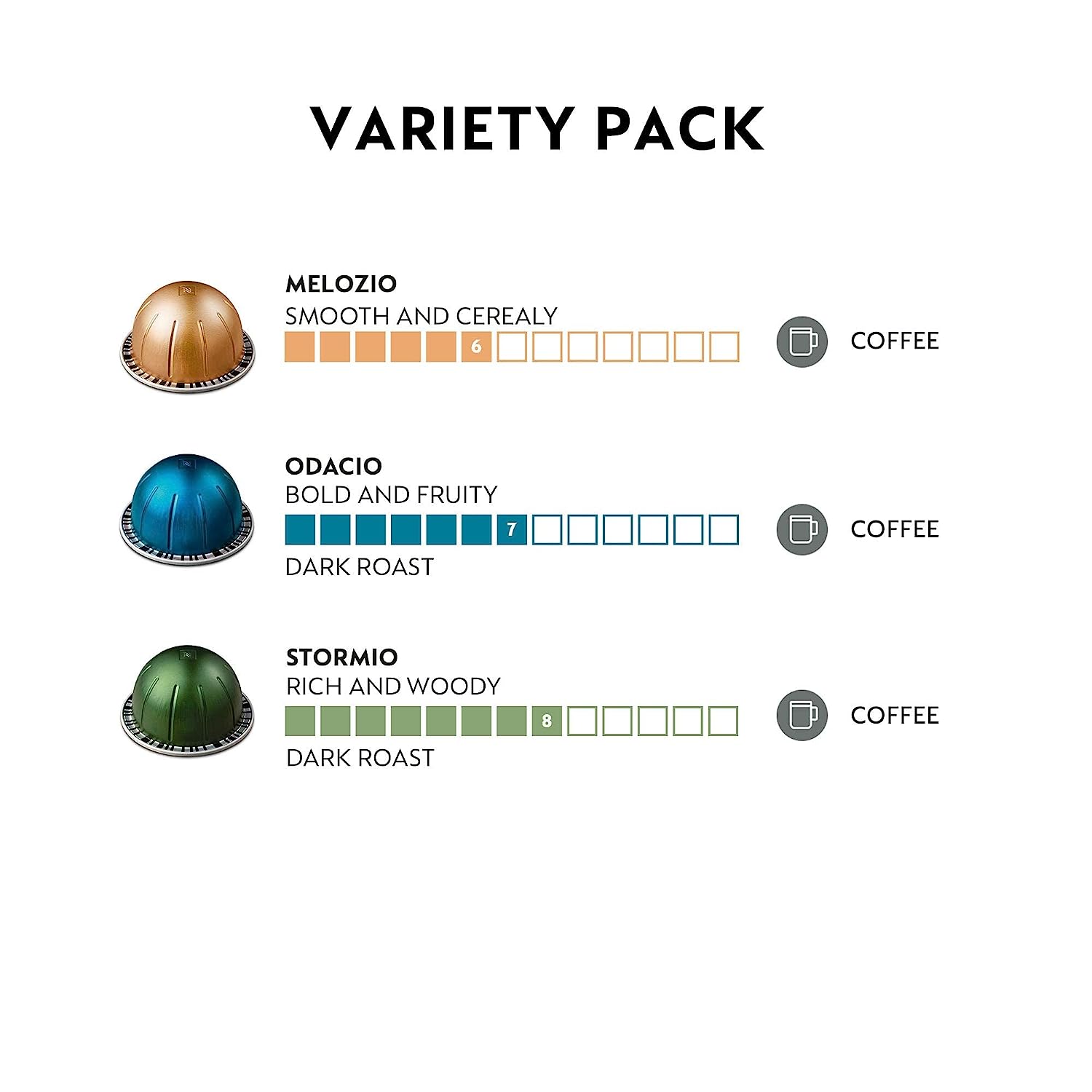 Nespresso Vertuo Vertuoline Variety Sampler - 12-Pack Capsule PODs