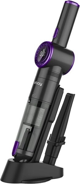 Nicebay Handheld Vacuum Cordless, 15KPA Strong Suction Hand Held Vacuum Cleaner with LED Display, Black & Purple
