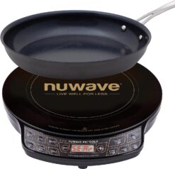 Nuwave Gold Precision Induction Cooktop, Portable, Powerful Large 8” Heating Coil, 12” Shatter-Proof, Heat-Resistant Ceramic Glass Surface, 10.5” Duralon Healthy Ceramic Non-Stick Fry Pan Included
