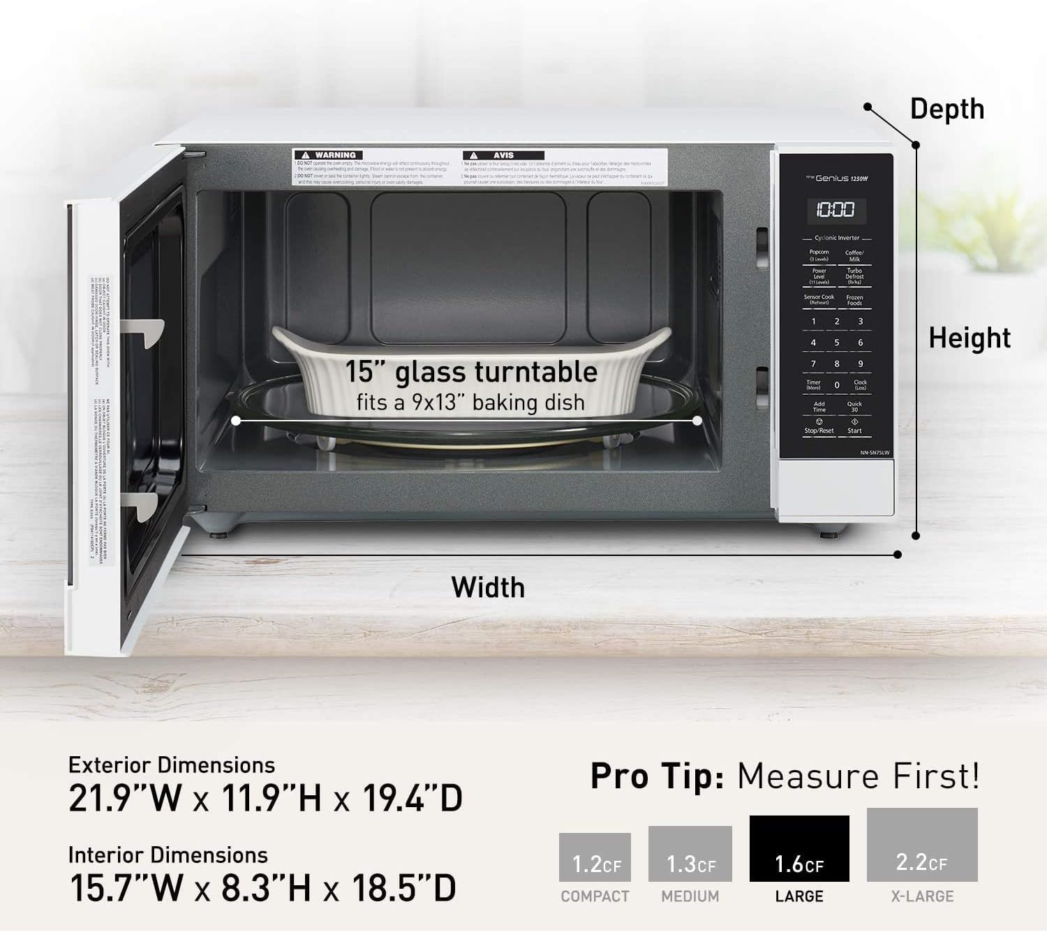 Panasonic Countertop Microwave Oven, 1.3 cu. ft with Genius Sensor