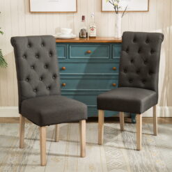 Roundhill Furniture Habit Dining Chair, Set of 2, Charcoal
