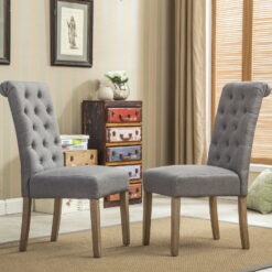 Roundhill Furniture Habit Dining Chair, Set of 2, Gray