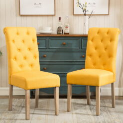 Roundhill Furniture Habit Dining Chair, Set of 2, Yellow