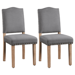 SMILE MART 2PCS Upholstered Parsons Dining Chairs for Kitchen，Dark Gray