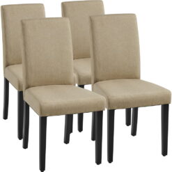 SMILE MART 4pcs Fabric Upholstered Parson Dining Chairs for Home, Khaki