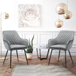 SMILE MART Modern Upholstered Velvet Dining Chairs, Gray