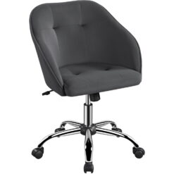 SMILE MART Modern Velvet Adjustable Swivel Office Chair, Gray