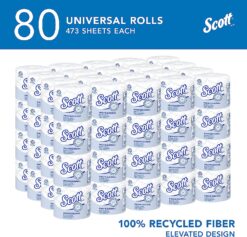 SCOTT Recycled 2-Ply Fiber Bulk Toilet Paper - White, 80 Rolls (13217)