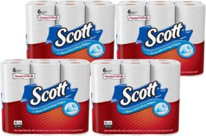 Scott Choose-A-Sheet Regular Roll Paper Towels, 6 Count (Pack of 4) White, Quick Absorbing Ridges for Easy Cleanup