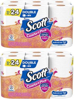 Scott ComfortPlus Toilet Paper, 12 Double Rolls, Bath Tissue (2 Pack)