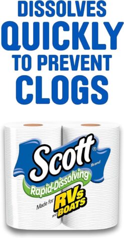 Scott Rapid-Dissolving Toilet Paper, 48 Double Rolls (6 Packs of 8) = 96 Regular Rolls, 231 Sheets Per Rolls