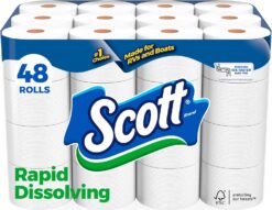 Scott Rapid-Dissolving Toilet Paper, 48 Double Rolls (6 Packs of 8) = 96 Regular Rolls, 231 Sheets Per Rolls