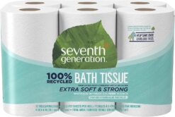 Seventh Generation Toilet Paper Recycled Bath Tissue 4-Pack 100% Recycled Paper 2-ply without Chlorine Bleach 12 Rolls