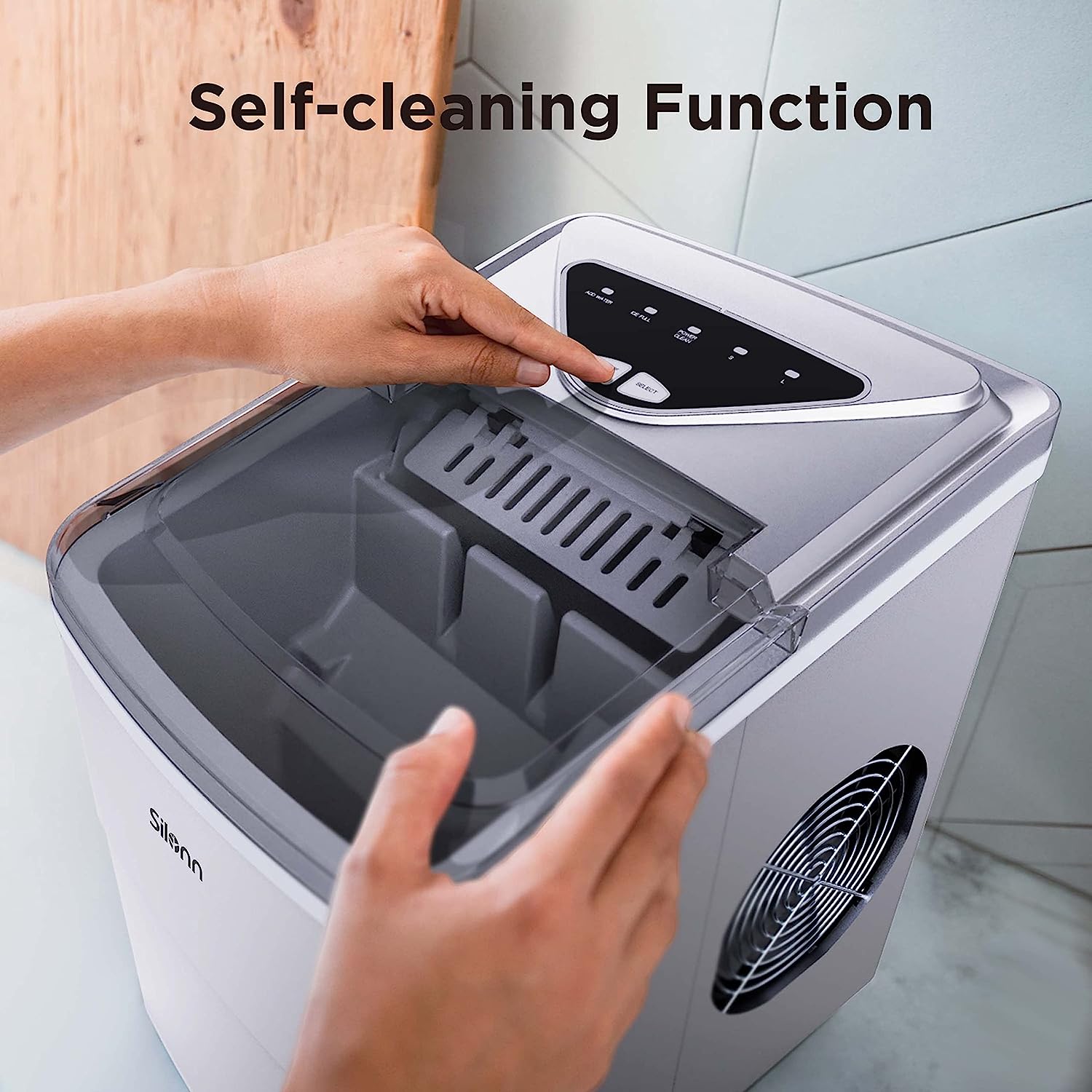 Silonn Countertop Ice Maker - Self-Cleaning Ice Machine with Ice