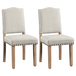 SmileMart 2PCS Upholstered Parsons Dining Chairs for Kitchen，Beige