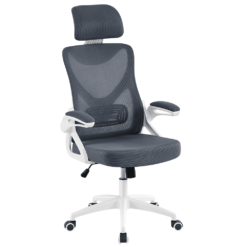 SmileMart High Back Ergonomic Mesh Office Chair with Adjustable Padded Headrest, White/Gray
