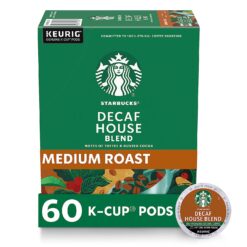Starbucks Decaf K-Cup Coffee Pods — House Blend for Keurig Brewers — 6 boxes (60 pods total)
