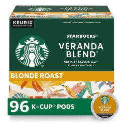 Starbucks K-Cup Coffee Pods—Starbucks Blonde Roast Coffee—Veranda Blend for Keurig Brewers—100% Arabica—4 boxes (96 pods total)