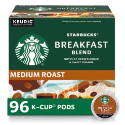 Starbucks Medium Roast K-Cup Coffee Pods — Breakfast Blend for Keurig Brewers — 4 boxes (96 pods total)