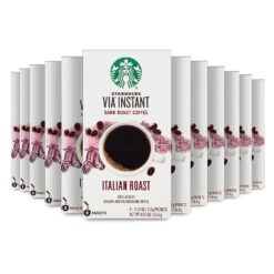 Starbucks VIA Instant Coffee Dark Roast Packets Italian Roast, 100% Arabica - 8 Count (Pack of 12) - Packaging may vary