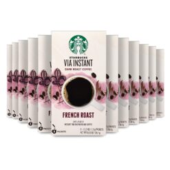 Starbucks VIA Instant Coffee Dark Roast Packets — French Roast — 100% Arabica - 8 Count (Pack of 12)