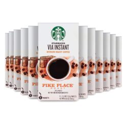 Starbucks VIA Instant Coffee Medium Roast Packets — Pike Place Roast — 100% Arabica - 8 Count (Pack of 12)