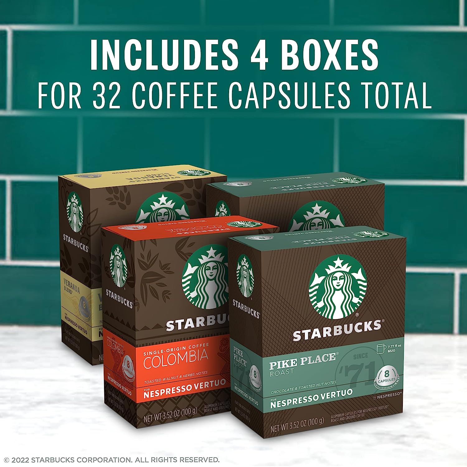 Starbucks by Nespresso Blonde & Medium Roast Variety Pack Coffee (32-count  single serve capsules, compatible with Nespresso Vertuo Line System)