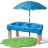 Step2 Cascading Cove with Umbrella, Kids Sand and Water Activity Sensory Table, 6 Piece Accessory Kit, Toddler Summer Outdoor Toys, 2 – 10 Years Old