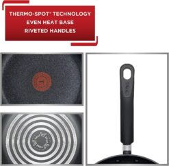 T-fal Advanced Nonstick Cookware Set 12 Piece Pots and Pans, Dishwasher Safe Black