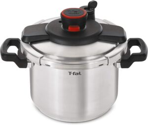 T-fal Clipso Stainless Steel Pressure Cooker 8 Quart Induction Cookware, Pots and Pans, Dishwasher Safe Silver