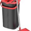 TETHYS Flat Floor Mop and Bucket Set for Professional Home Floor Cleaning System with Aluminum Handle/2-Washable Microfiber Pads Perfect Home + Kitchen Cleaner for Hardwood, Laminate, Tiles, Vinyl