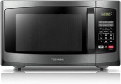TOSHIBA EM925A5A-BS Countertop Microwave Oven, 0.9 Cu Ft With 10.6 Inch Removable Turntable, 900W, 6 Auto Menus, Mute Function & ECO Mode, Child Lock, LED Lighting, Black Stainless Steel