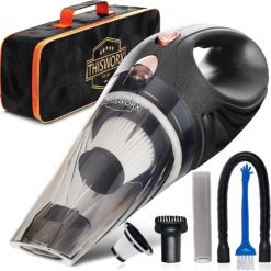 ThisWorx Cordless Car Vacuum - Portable, Mini Handheld Vacuum w/Rechargeable Battery and 3 Attachments - High-Powered Vacuum Cleaner w/ 60w Motor, Black Cordless