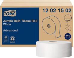 Tork Jumbo Toilet Paper Roll White T1, Advanced, 2-ply, 6 x 1600 feet, 12021502
