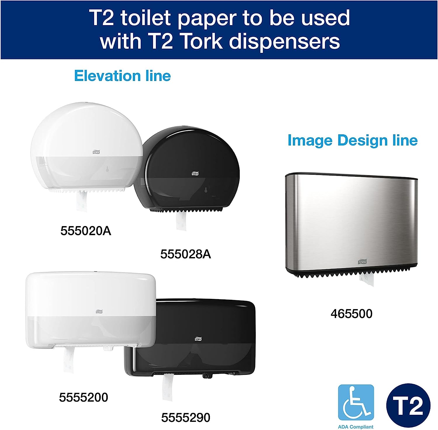 Tork Advanced T2 2-Ply 751' Mini Jumbo Toilet Paper Roll - 12/Case