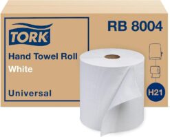 Tork Paper Hand Towel Roll White H21, Universal, 100% Recycled Fiber, 6 Rolls x 800 ft, RB8004