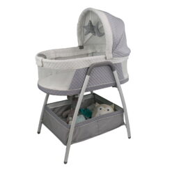 TruBliss 2-in-1 Journey Bassinet Crib Sleeper with Vibration and Sounds, Light Gray