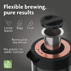 Hot Tea Maker Electric Glass Kettle with tea infuser and temperature  control. Automatic Shut off. Brewing Programs for your favorite teas and  Coffee. 