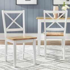 Virginia Cross-Back Chair, Set of 2, White/Natural